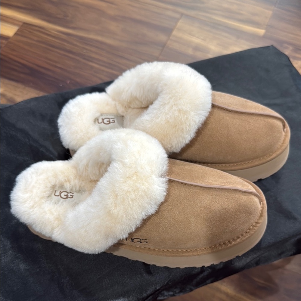 UGG Classic Tan Slippers with Cream Lining